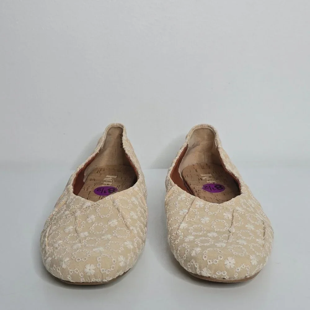 Korks Kork Ease Womens Palmer Slip On Fabric Ballet Flats Floral Embroidered 8.5